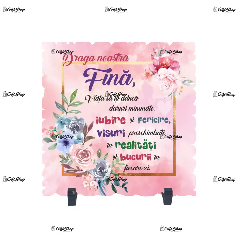 Draga noastra fina  ..., placheta cu mesaj